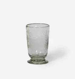 Etched Floral Drinking Glass