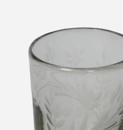Etched Floral Drinking Glass