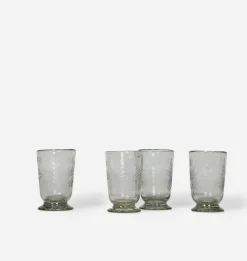 Etched Floral Drinking Glass