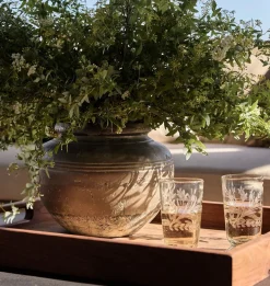 Etched Floral Drinking Glass