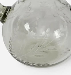 Etched Floral Glass Pitcher