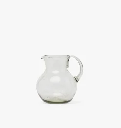 Etched Floral Glass Pitcher