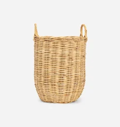 Hand-Woven Rattan Basket w/ Handles