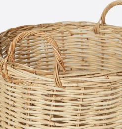 Hand-Woven Rattan Basket w/ Handles
