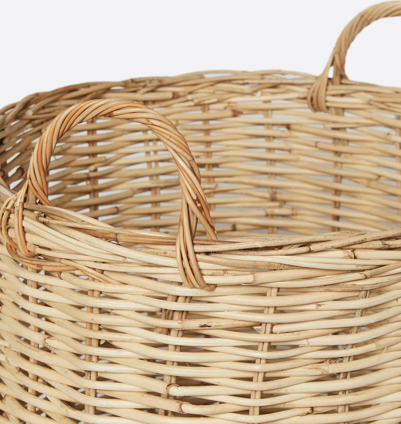 Hand-Woven Rattan Basket w/ Handles