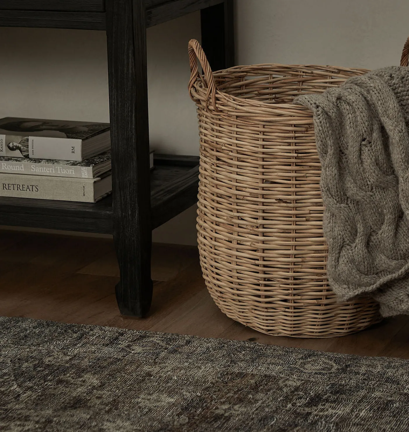 Hand-Woven Rattan Basket w/ Handles