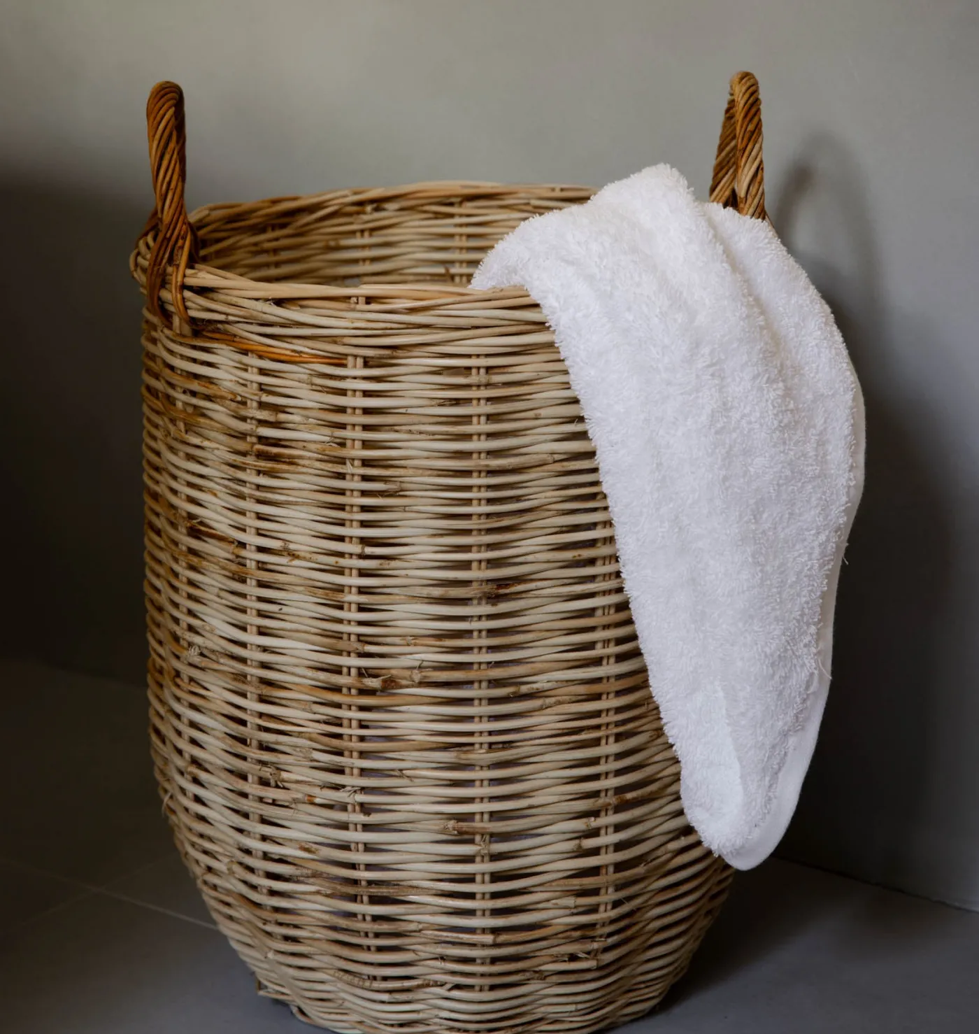 Hand-Woven Rattan Basket w/ Handles