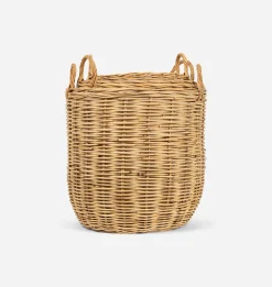 Hand-Woven Rattan Basket w/ Handles
