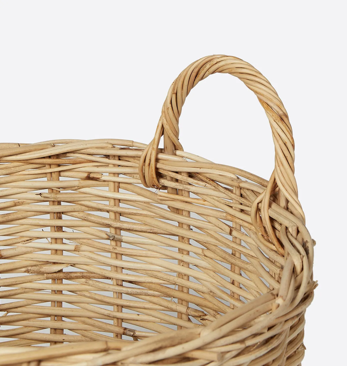 Hand-Woven Rattan Basket w/ Handles