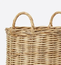 Hand-Woven Rattan Basket w/ Handles