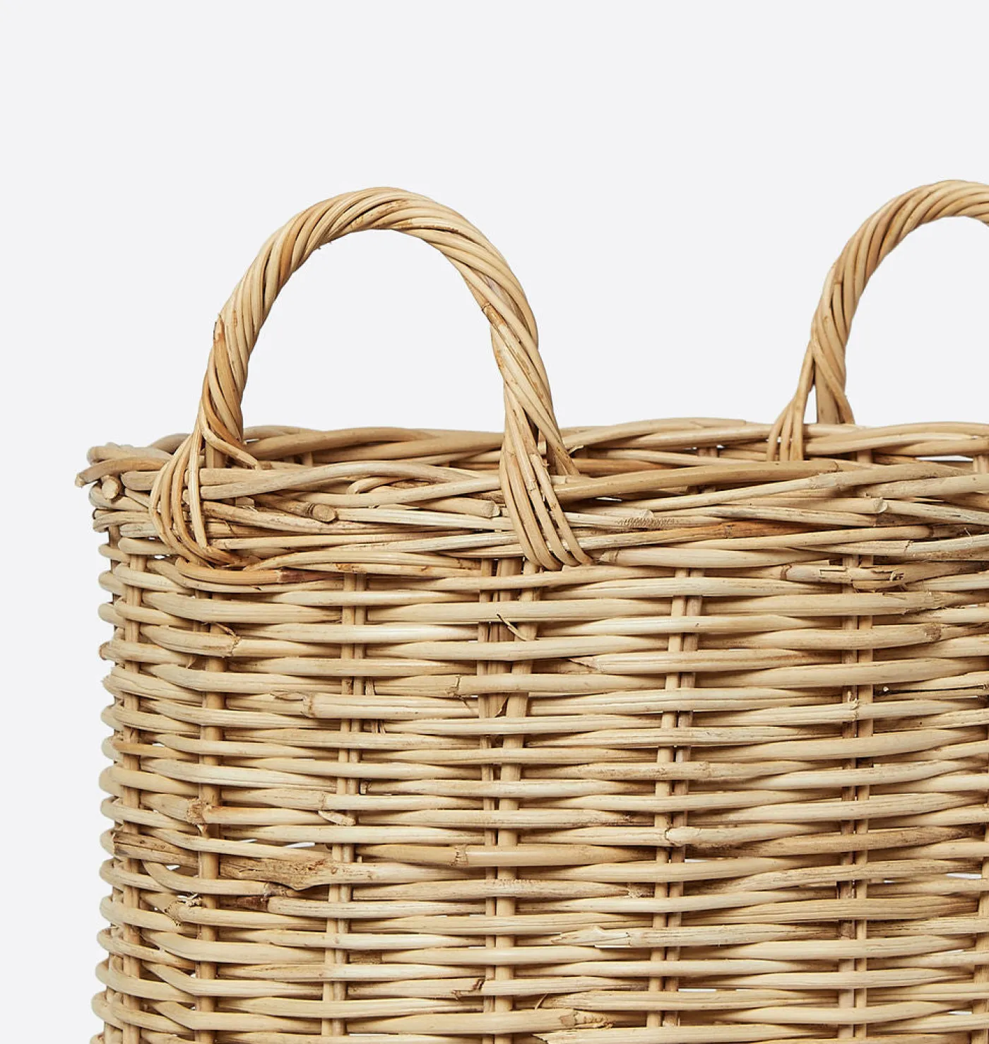 Hand-Woven Rattan Basket w/ Handles