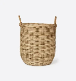 Hand-Woven Rattan Basket w/ Handles