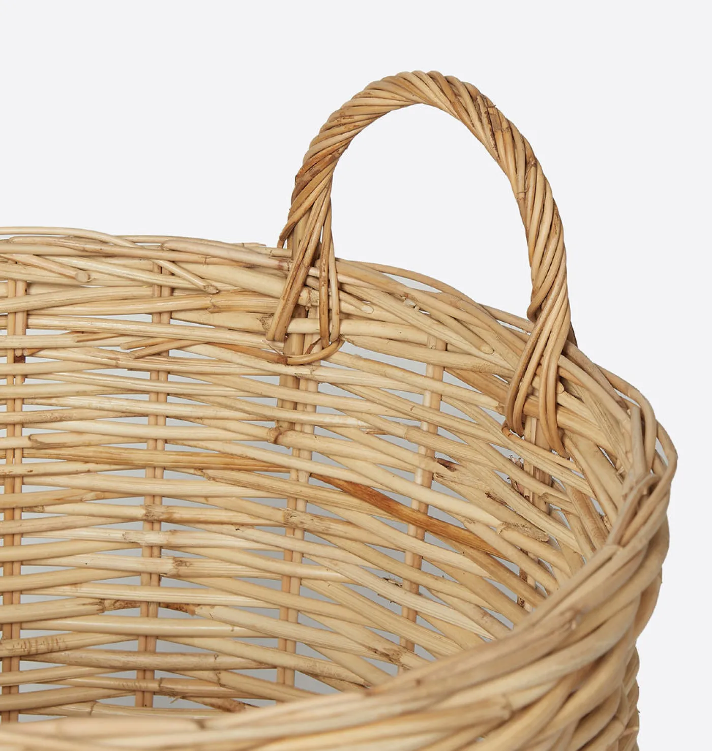 Hand-Woven Rattan Basket w/ Handles