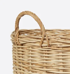 Hand-Woven Rattan Basket w/ Handles