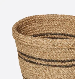 Hand-Woven Striped Seagrass Basket