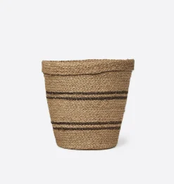 Hand-Woven Striped Seagrass Basket