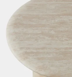 Porto Outdoor Travertine Round Side Table