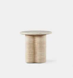 Porto Outdoor Travertine Round Side Table