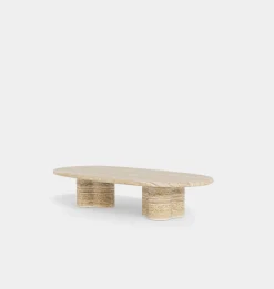 Porto Outdoor Travertine Pill Coffee Table