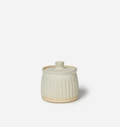 Stoneware Fluted Salt Jar