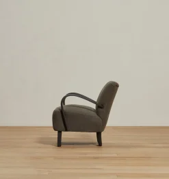 Vintage Halabala Upholstered Lounge Chair B.I Sable