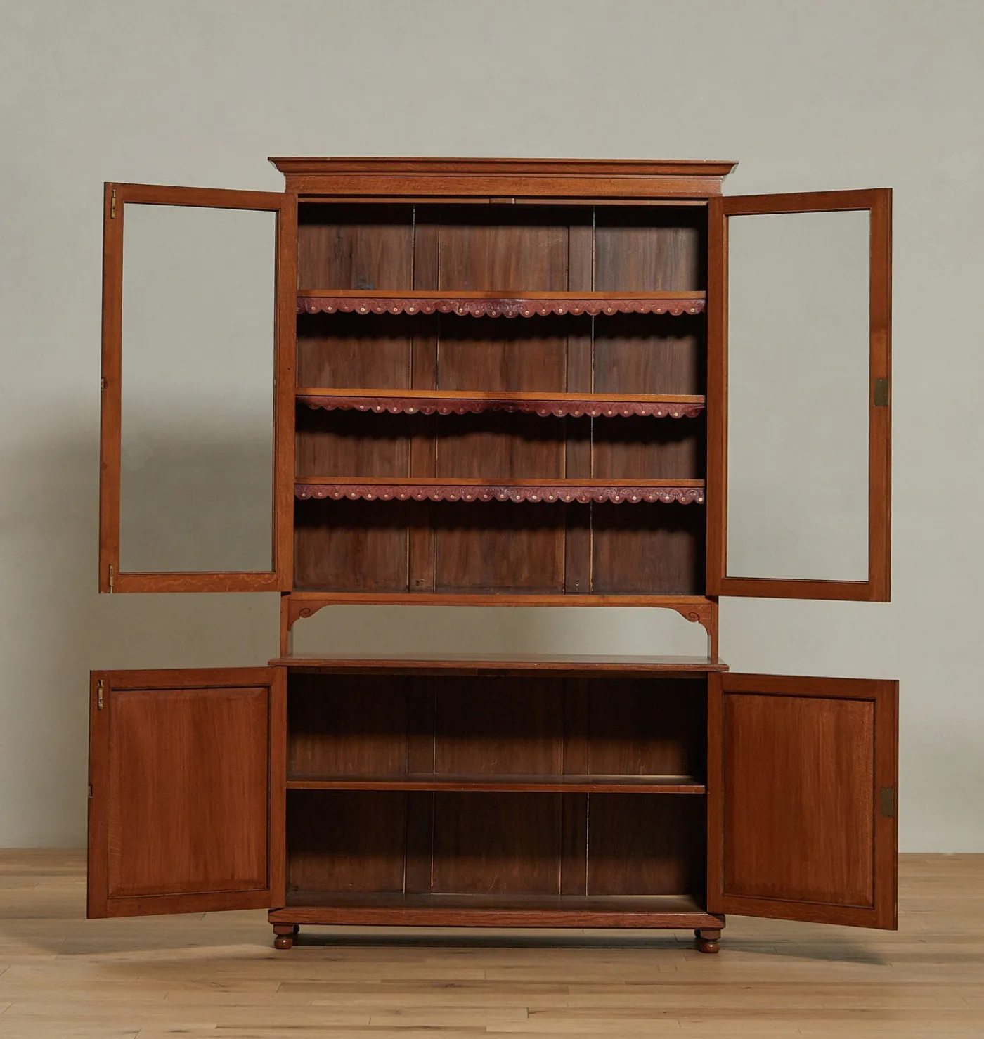 Vintage 19th Century English Oak Glazed Cabinet